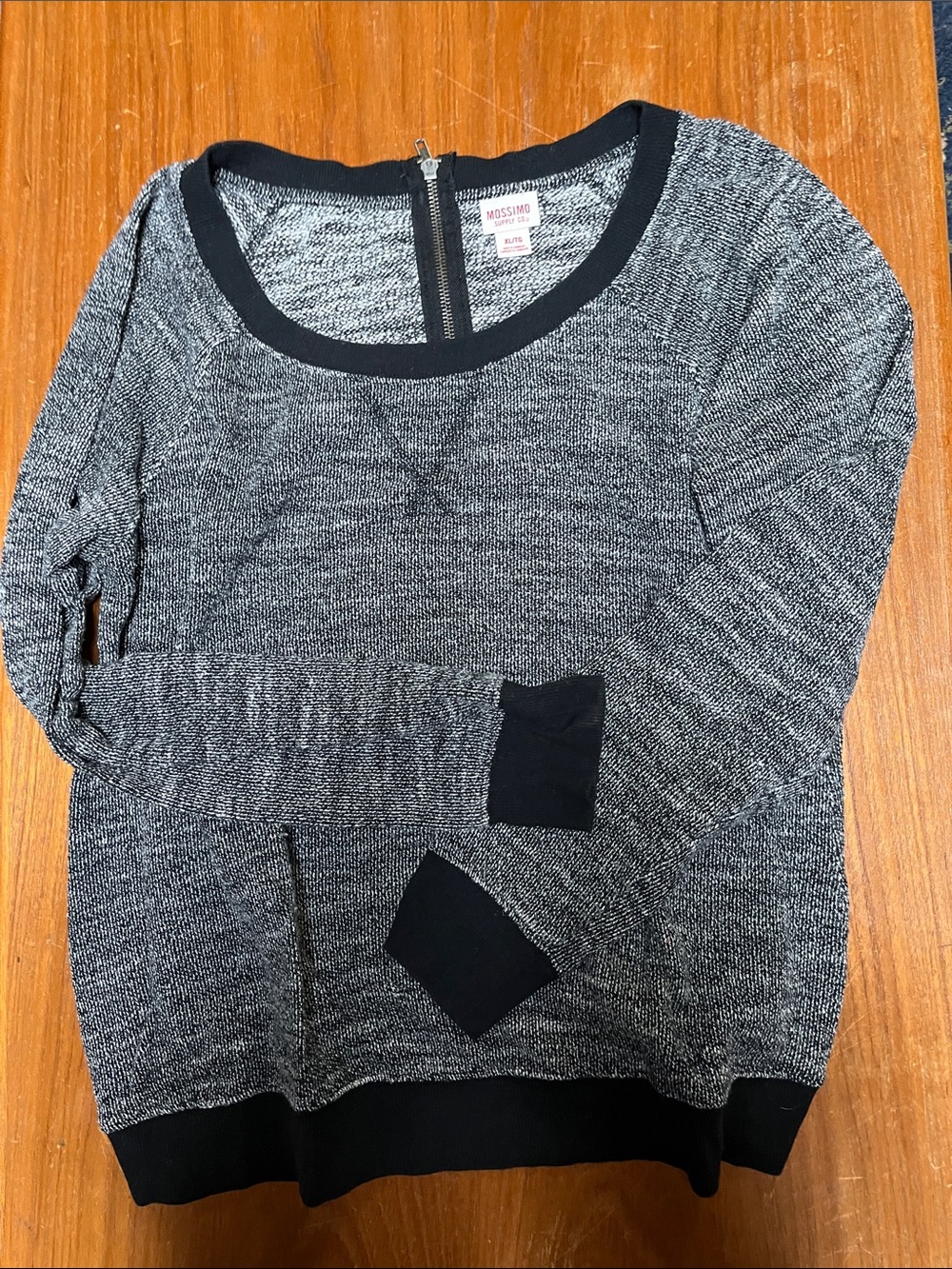 Mossimo Supply Co. Black & Gray Marled Scoop Neck Sweater